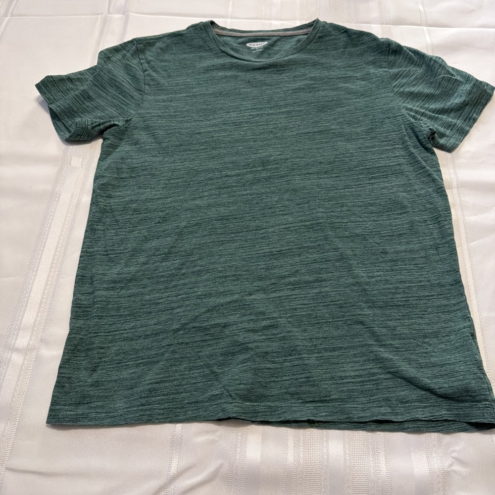 Old Navy Soft-Washed Crewneck Tee Mens Small Green Heathered Slub Cotton T-Shirt